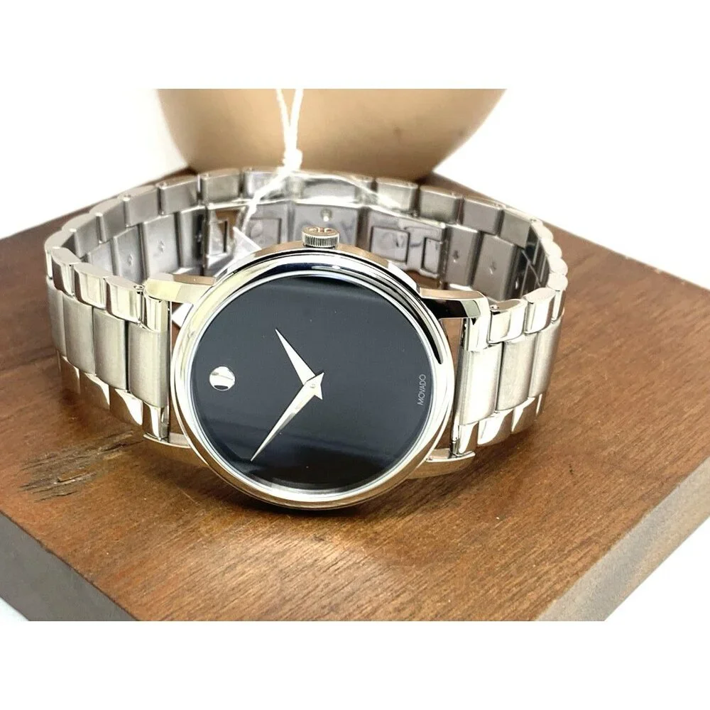 Movado Men's Watch 2100014 Museum Black Dial Swiss Quartz Silver Steel 38mm